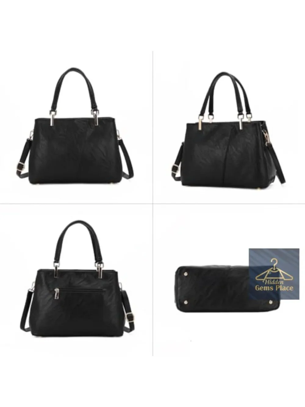Medium Hobo Shoulder Tote Faux Leather Handbag with Detachable Strap